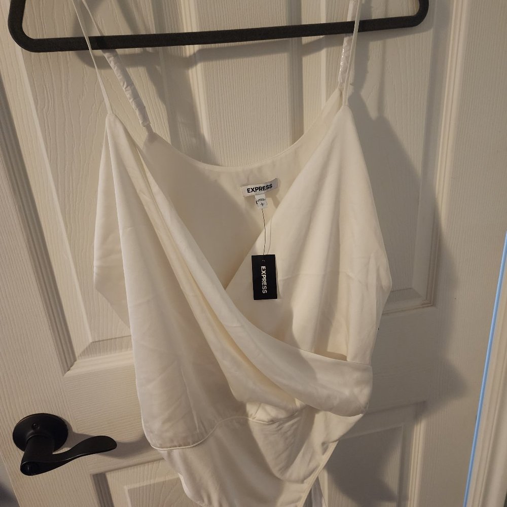 Drapes deep v thong bodysuit